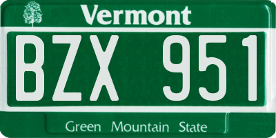 VT license plate BZX951