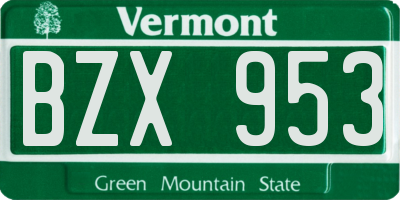 VT license plate BZX953