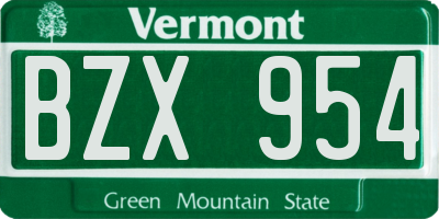 VT license plate BZX954