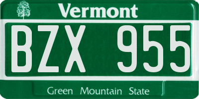 VT license plate BZX955