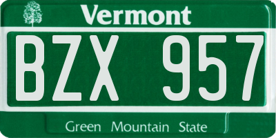 VT license plate BZX957