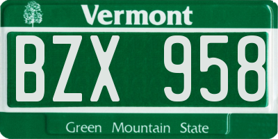 VT license plate BZX958