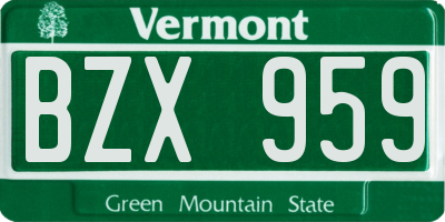 VT license plate BZX959