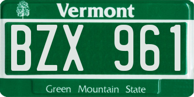 VT license plate BZX961