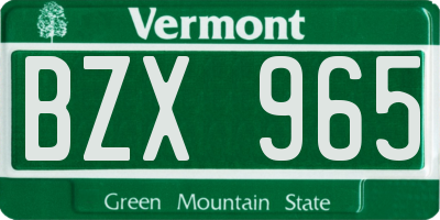 VT license plate BZX965