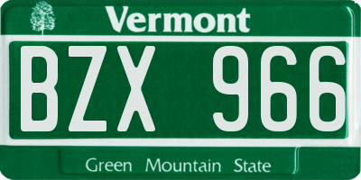 VT license plate BZX966
