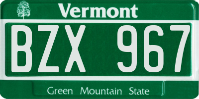 VT license plate BZX967