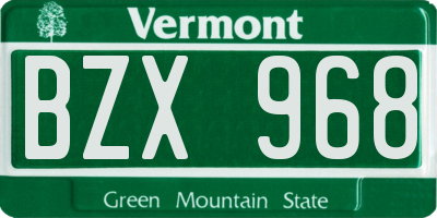 VT license plate BZX968
