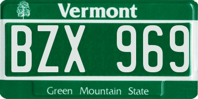 VT license plate BZX969