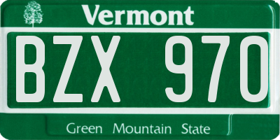 VT license plate BZX970