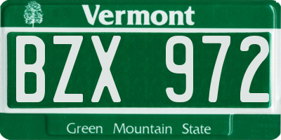 VT license plate BZX972