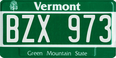 VT license plate BZX973