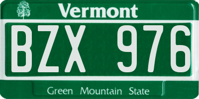 VT license plate BZX976