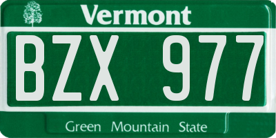 VT license plate BZX977