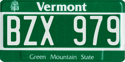 VT license plate BZX979