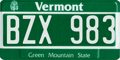 VT license plate BZX983
