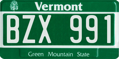 VT license plate BZX991