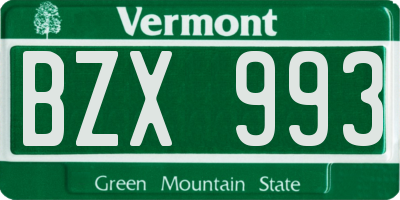 VT license plate BZX993