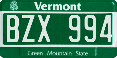 VT license plate BZX994