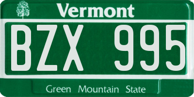 VT license plate BZX995