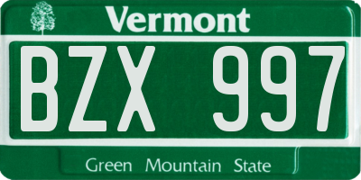 VT license plate BZX997