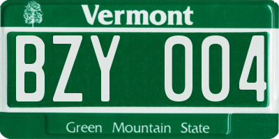 VT license plate BZY004
