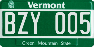 VT license plate BZY005