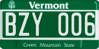 VT license plate BZY006