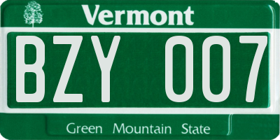 VT license plate BZY007