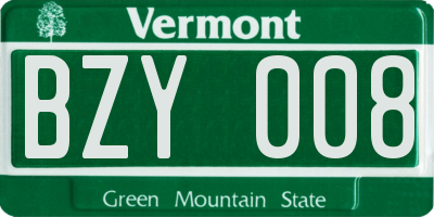 VT license plate BZY008