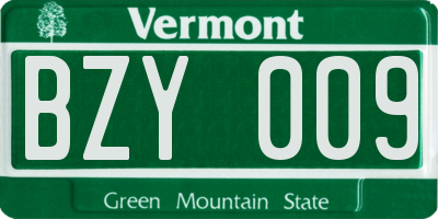 VT license plate BZY009