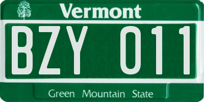 VT license plate BZY011