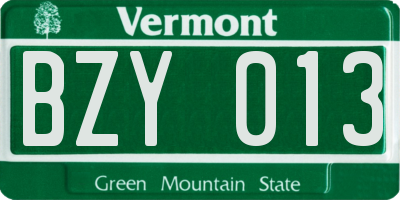 VT license plate BZY013