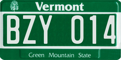 VT license plate BZY014