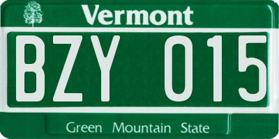 VT license plate BZY015