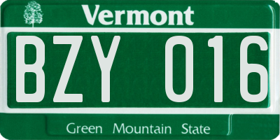 VT license plate BZY016
