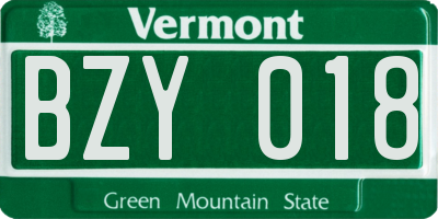 VT license plate BZY018