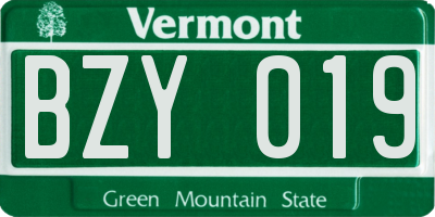 VT license plate BZY019