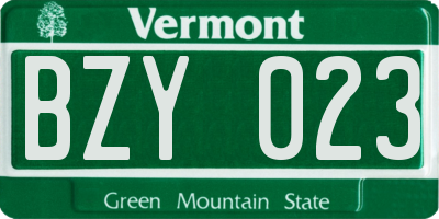 VT license plate BZY023