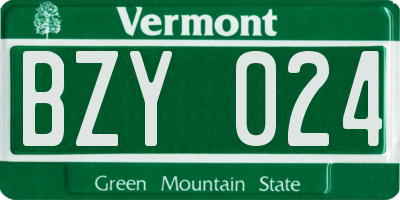 VT license plate BZY024