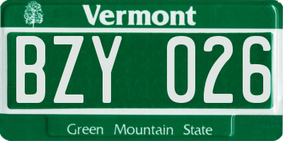 VT license plate BZY026