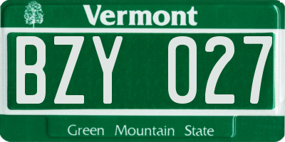 VT license plate BZY027