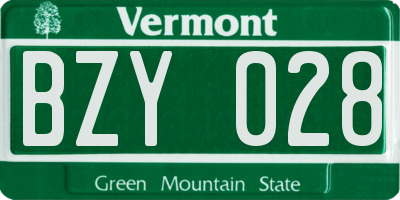VT license plate BZY028