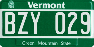 VT license plate BZY029