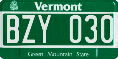 VT license plate BZY030