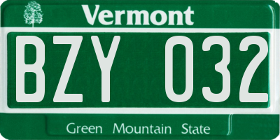 VT license plate BZY032