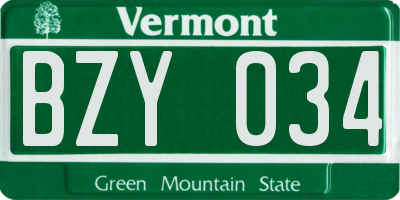 VT license plate BZY034