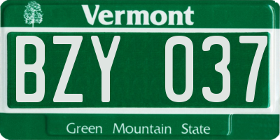 VT license plate BZY037