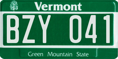 VT license plate BZY041
