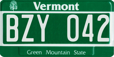 VT license plate BZY042